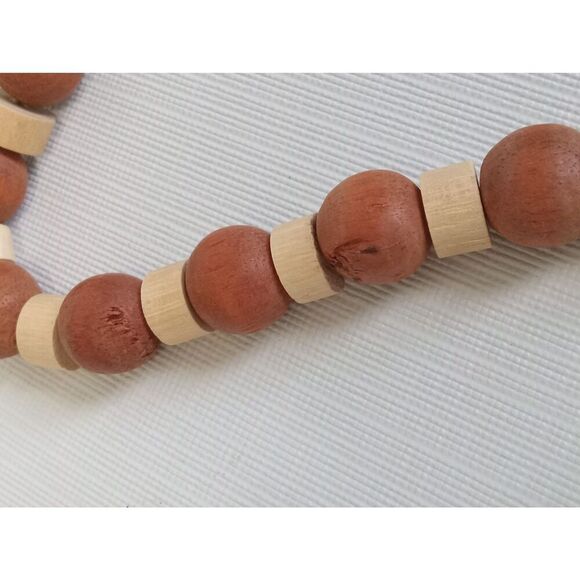 Brown & Tan Assorted Wooden Beads Single Strand Layering Style Fashion Necklace - Picture 4 of 9